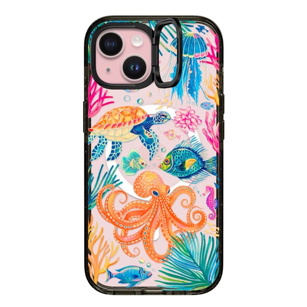 Impact Ring Stand iPhone 15 Case MagSafe Compatible - Under the Sea 2 by Grace Andersson