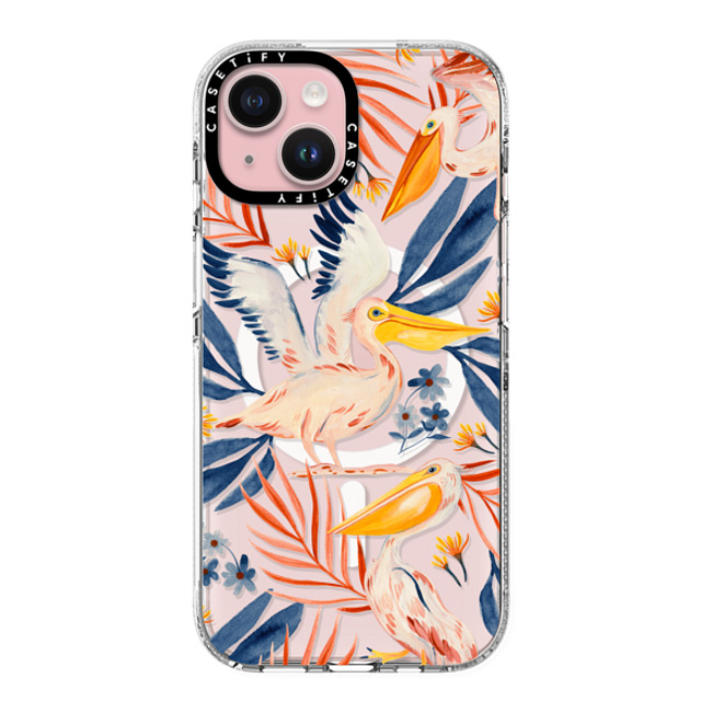 Grace Andersson x CASETiFY iPhone 15 Case Fine Art クリア クリア ケース MagSafe対応 Pelicans by Grace Andersson Back to School Grace Andersson x CASETiFY iPhone 15 Case Fine Art クリア クリア ケース MagSafe対応 Pelicans by Grace Andersson Back to School