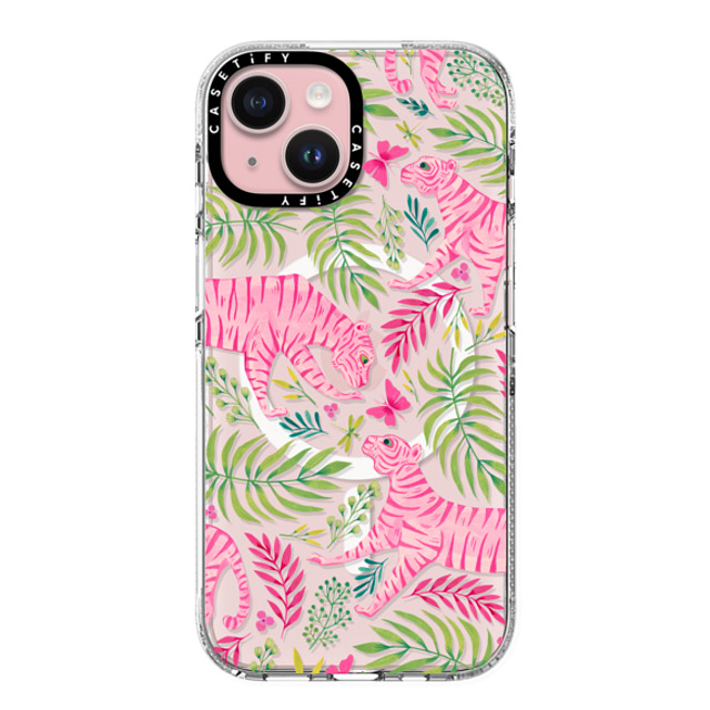 Grace Andersson x CASETiFY iPhone 15 Case Animal,Nature Clear Clear Case MagSafe Compatible Pink Tigers by Grace Andersson Mother's Day Grace Andersson x CASETiFY iPhone 15 Case Animal,Nature Clear Clear Case MagSafe Compatible Pink Tigers by Grace Andersson Mother's Day