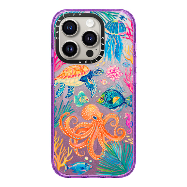 Grace Andersson x CASETiFY iPhone 15 Pro ケース Glitter Purple インパクトケース MagSafe対応 Under the Sea 2 by Grace Andersson