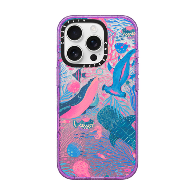 Grace Andersson x CASETiFY iPhone 16 Pro ケース Glitter Purple インパクトケース MagSafe対応 Under the Sea by Grace Andersson