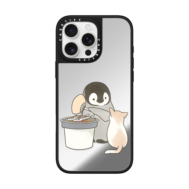 Sheba drawing x CASETiFY iPhone 16 Pro Max Case Cartoon Silver on Black ミラーケース MagSafe対応 With a Cat Mother's Day Sheba drawing x CASETiFY iPhone 16 Pro Max Case Cartoon Silver on Black ミラーケース MagSafe対応 With a Cat Mother's Day