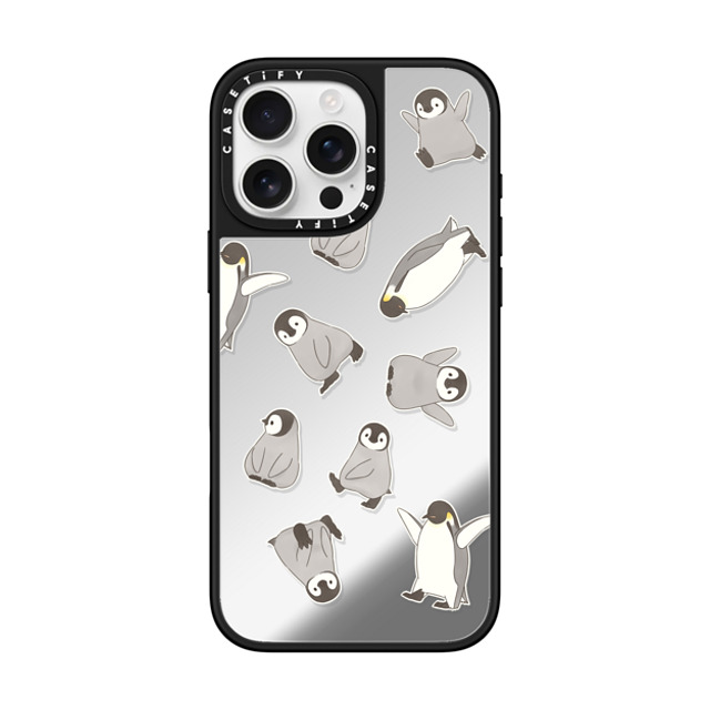 Sheba drawing x CASETiFY iPhone 16 Pro Max ケース Cartoon Silver on Black ミラーケース MagSafe対応 Penguin sticker Back to School Sheba drawing x CASETiFY iPhone 16 Pro Max ケース Cartoon Silver on Black ミラーケース MagSafe対応 Penguin sticker Back to School