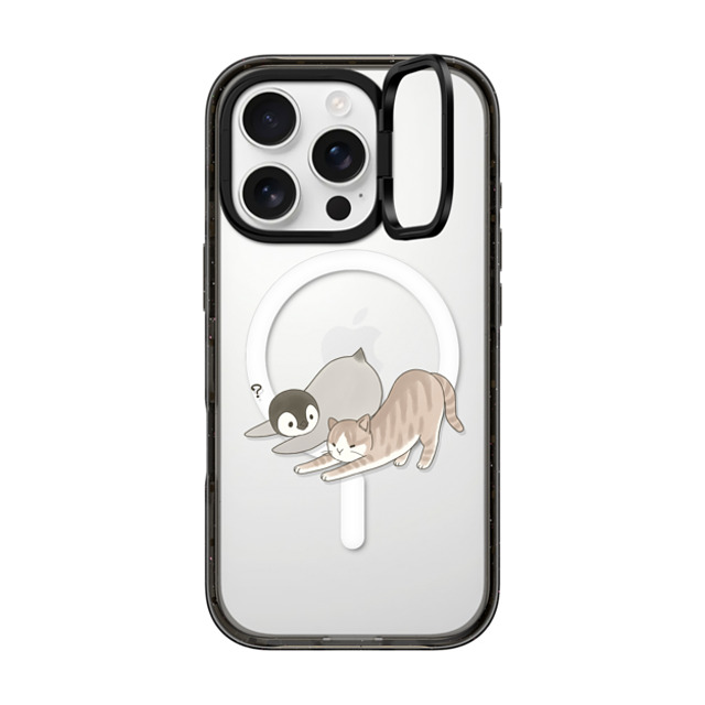 Sheba drawing x CASETiFY iPhone 16 Pro ケース ブラック インパクトリングスタンドケース MagSafe対応 With a cat 3