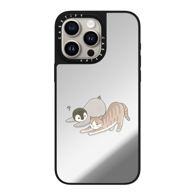 Sheba drawing x CASETiFY iPhone 15 Pro Max ケース Silver on Black ミラーケース MagSafe対応 With a cat 3