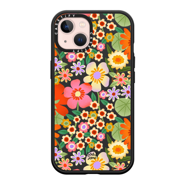 Bodil Jane x CASETiFY iPhone 13 ケース マットブラック インパクトケース MagSafe対応 Flower Power