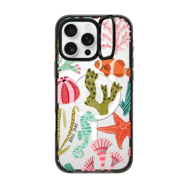 Bodil Jane x CASETiFY iPhone 16 Pro Max ケース ブラック インパクトリングスタンドケース MagSafe対応 AQUATIC LIFE