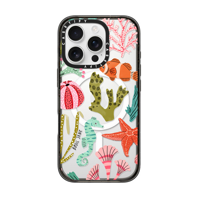 Bodil Jane x CASETiFY iPhone 16 Pro ケース ブラック インパクトケース MagSafe対応 AQUATIC LIFE