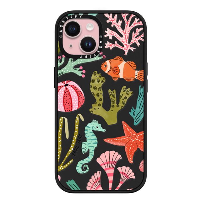 Bodil Jane x CASETiFY iPhone 15 ケース マットブラック インパクトケース MagSafe対応 AQUATIC LIFE