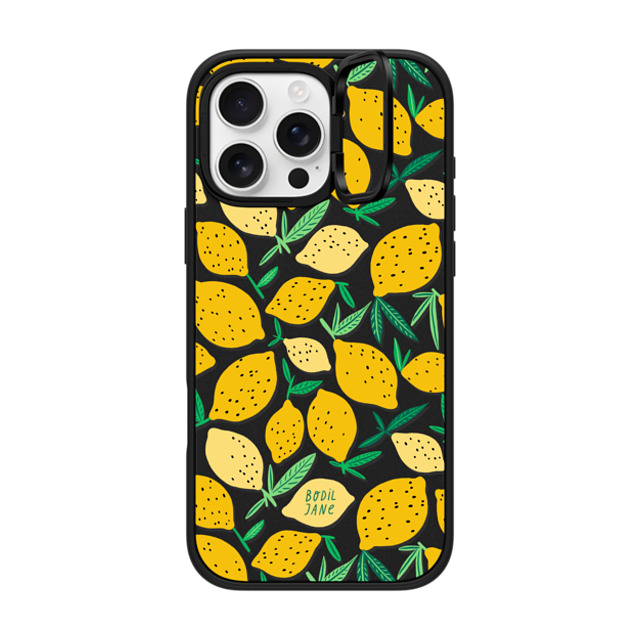 Bodil Jane x CASETiFY iPhone 16 Pro Max ケース マットブラック インパクトリングスタンドケース MagSafe対応 LEMONS