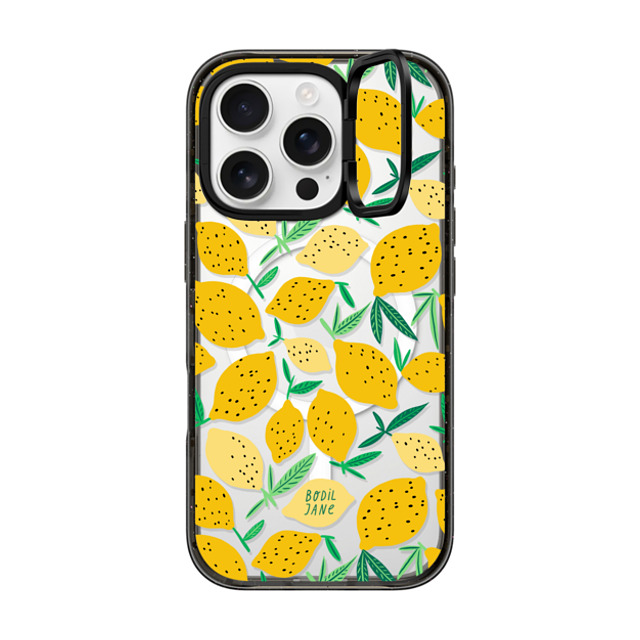 Bodil Jane x CASETiFY iPhone 16 Pro ケース ブラック インパクトリングスタンドケース MagSafe対応 LEMONS