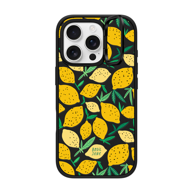 Bodil Jane x CASETiFY iPhone 16 Pro ケース マットブラック インパクトリングスタンドケース MagSafe対応 LEMONS