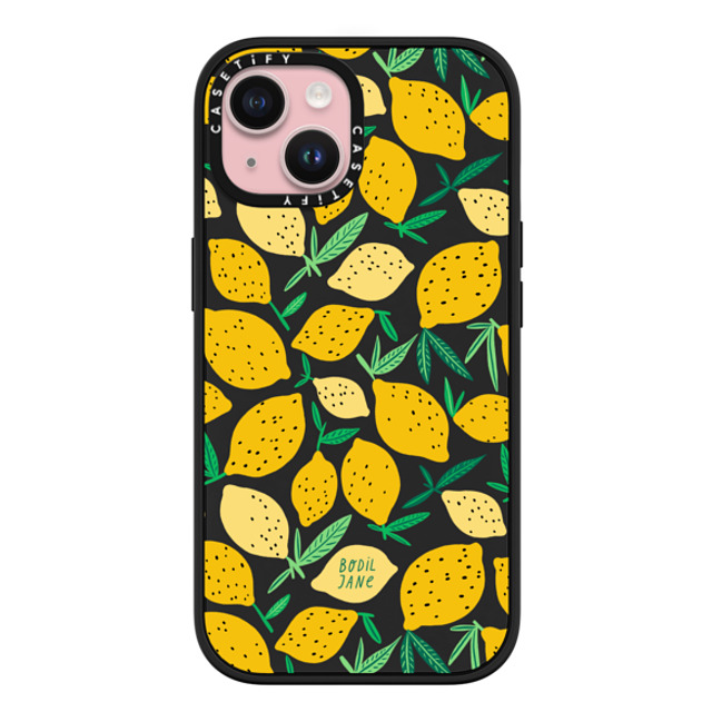 Bodil Jane x CASETiFY iPhone 15 ケース マットブラック インパクトケース MagSafe対応 LEMONS