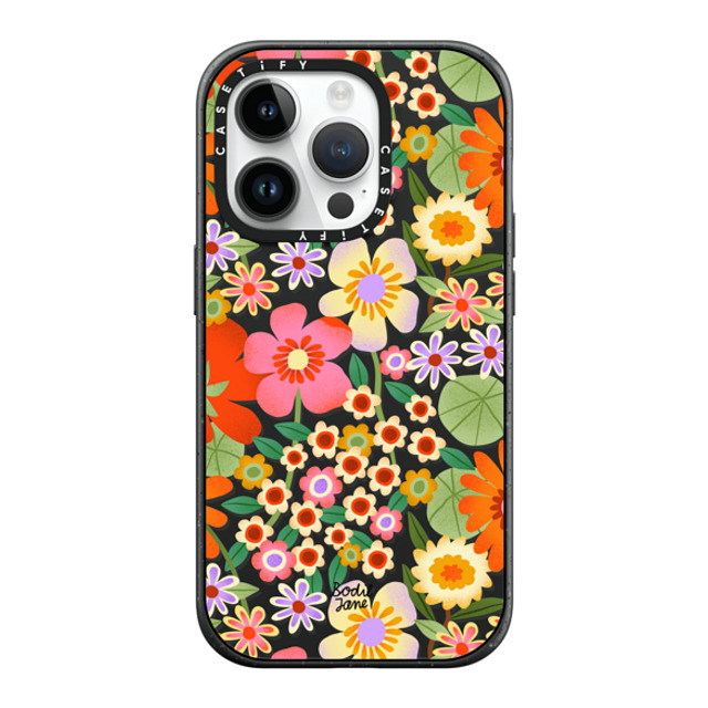 Bodil Jane x CASETiFY iPhone 14 Pro ケース マットブラック インパクトケース MagSafe対応 Flower Power