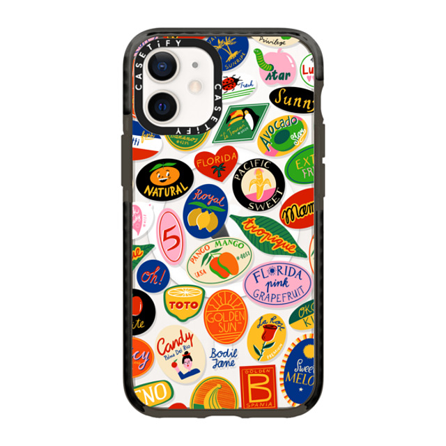 Bodil Jane x CASETiFY iPhone 12 mini ケース ブラック インパクトケース MagSafe対応 FRUIT STICKERS