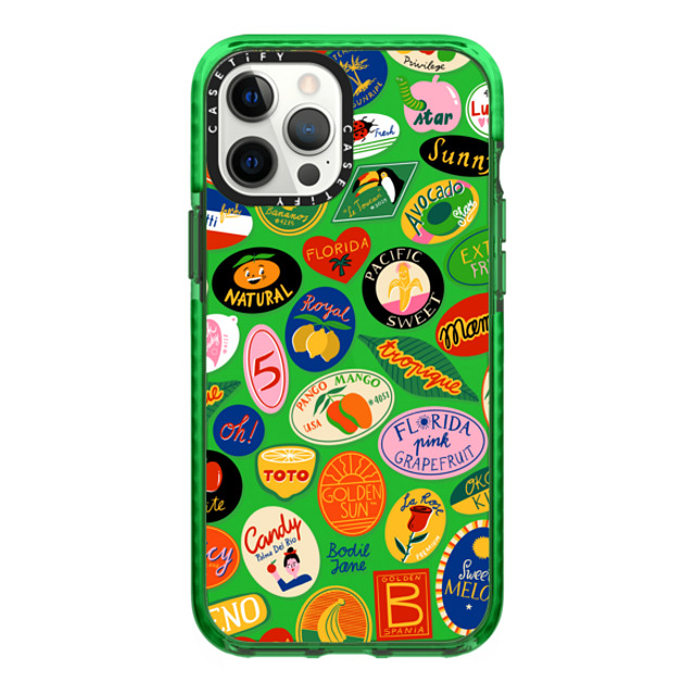 Bodil Jane x CASETiFY iPhone 12 Pro Max ケース グリーン インパクトケース FRUIT STICKERS