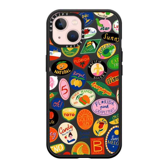 Bodil Jane x CASETiFY iPhone 13 ケース マットブラック インパクトケース MagSafe対応 FRUIT STICKERS