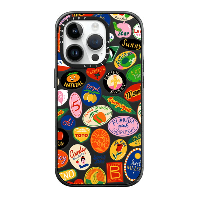 Bodil Jane x CASETiFY iPhone 14 Pro ケース マットブラック インパクトケース MagSafe対応 FRUIT STICKERS