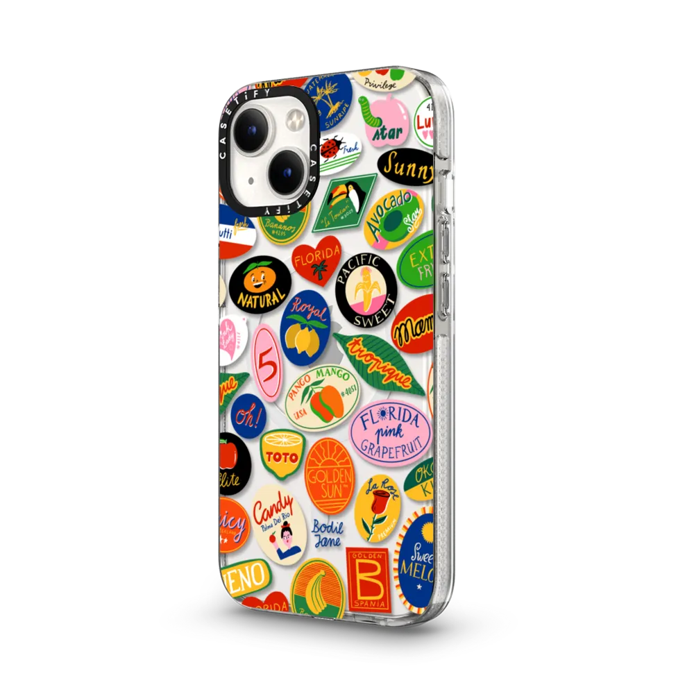 Clear iPhone 14 Case MagSafe Compatible - FRUIT STICKERS