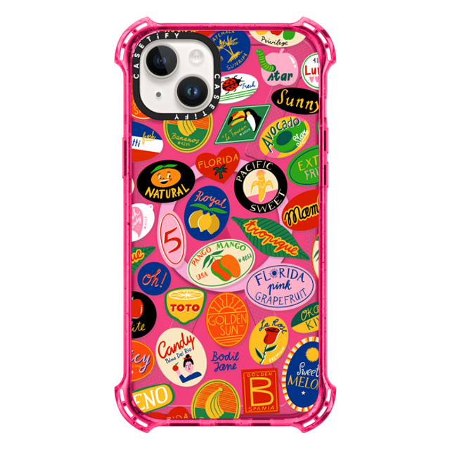 Bodil Jane x CASETiFY iPhone 14 Plus ケース Bubble Gum バウンスケース FRUIT STICKERS