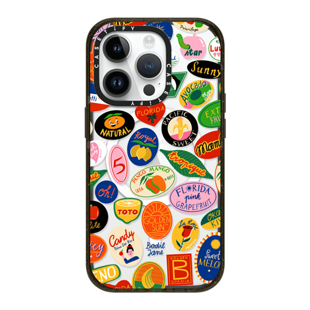 Bodil Jane x CASETiFY iPhone 14 Pro ケース ブラック インパクトケース MagSafe対応 FRUIT STICKERS