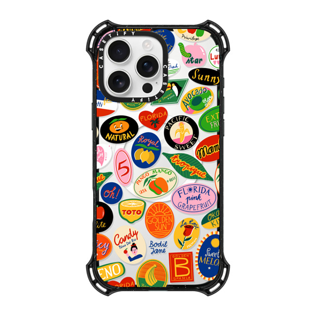 Bodil Jane x CASETiFY iPhone 16 Pro Max ケース ブラック バウンスケース FRUIT STICKERS