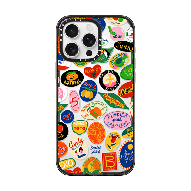 Bodil Jane x CASETiFY iPhone 16 Pro Max ケース ブラック インパクトケース FRUIT STICKERS