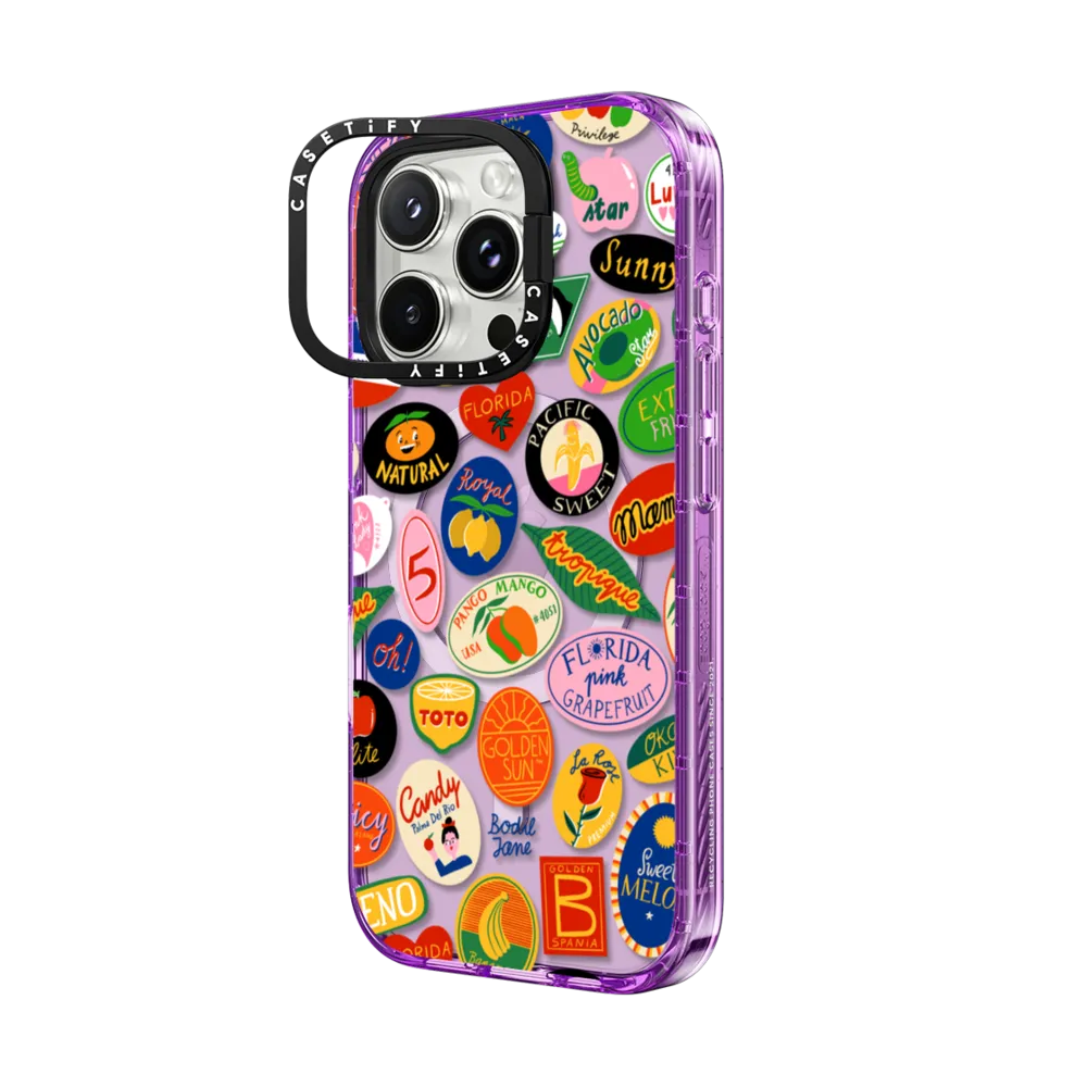 Impact Ring Stand iPhone 16 Pro Max Case MagSafe Compatible - FRUIT STICKERS
