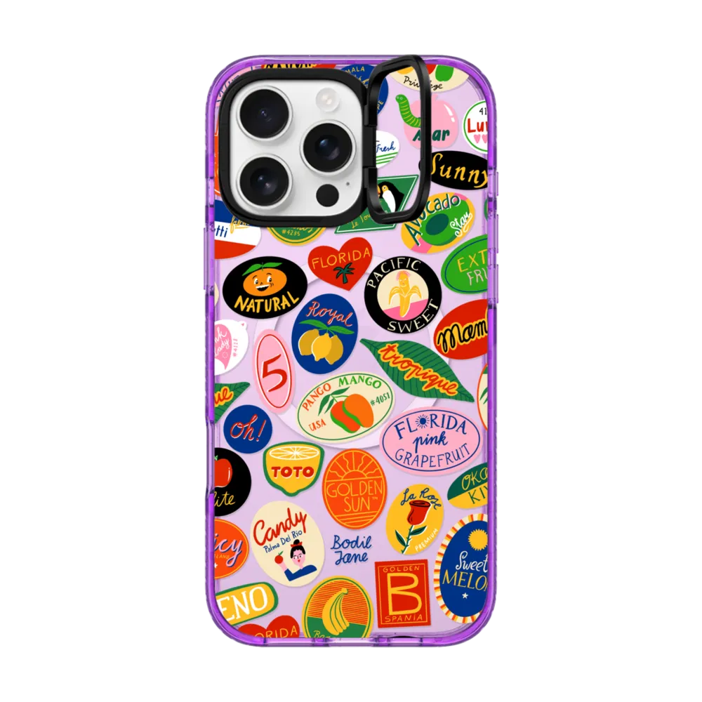 Impact Ring Stand iPhone 16 Pro Max Case MagSafe Compatible - FRUIT STICKERS