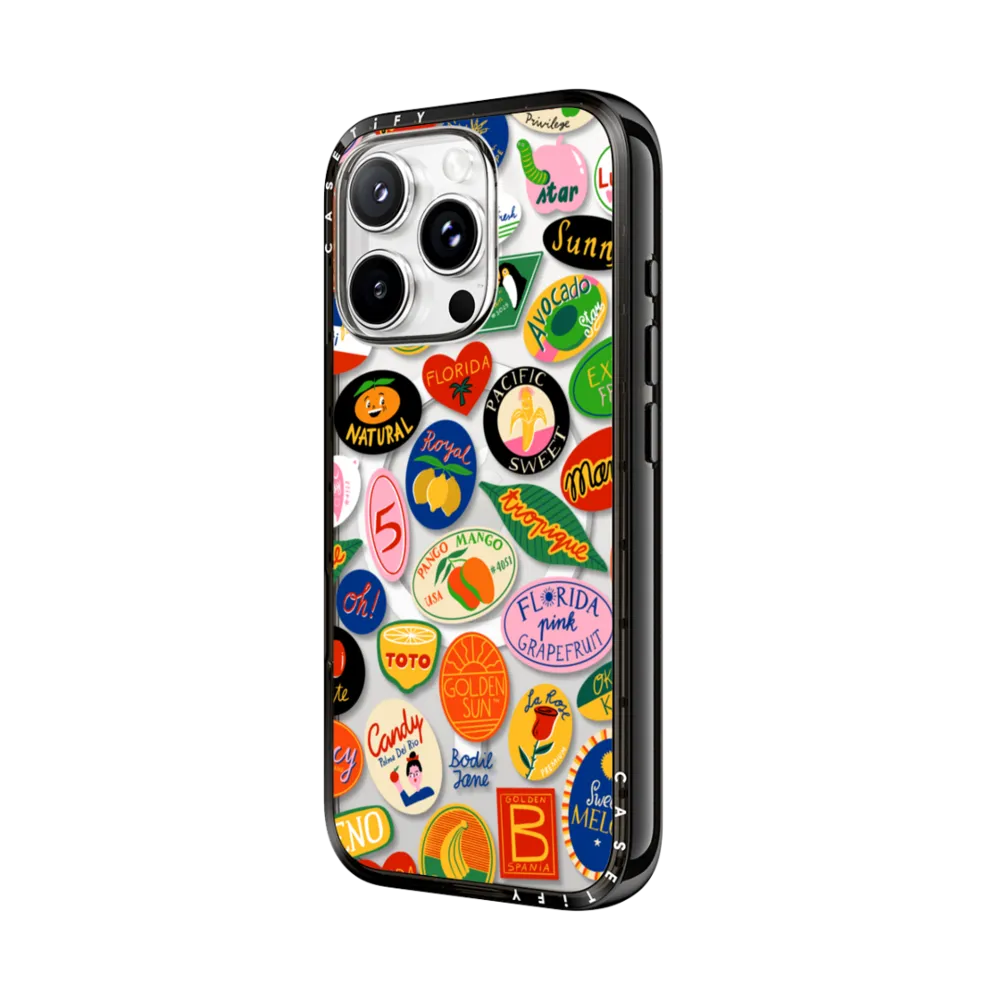 Compact iPhone 16 Pro Max Case MagSafe Compatible - FRUIT STICKERS