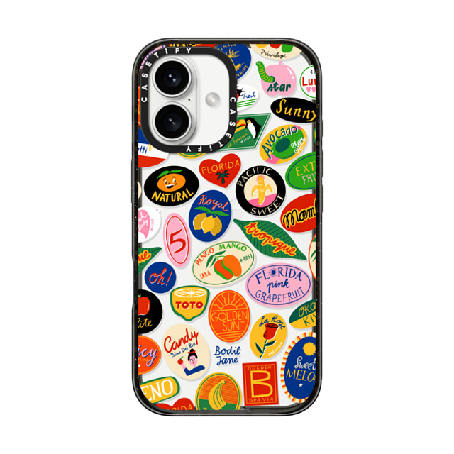 Bodil Jane x CASETiFY iPhone 16 ケース ブラック インパクトケース FRUIT STICKERS