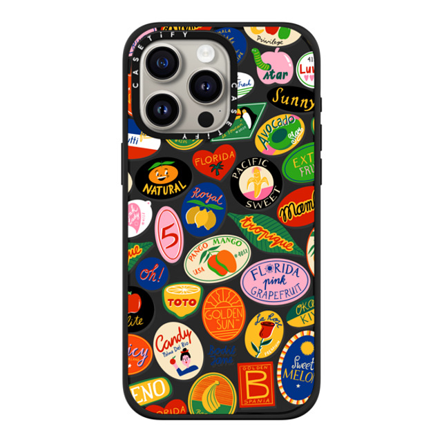 Bodil Jane x CASETiFY iPhone 15 Pro Max ケース マットブラック インパクトケース MagSafe対応 FRUIT STICKERS