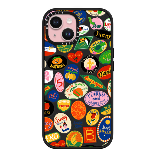 Bodil Jane x CASETiFY iPhone 15 ケース マットブラック インパクトケース MagSafe対応 FRUIT STICKERS