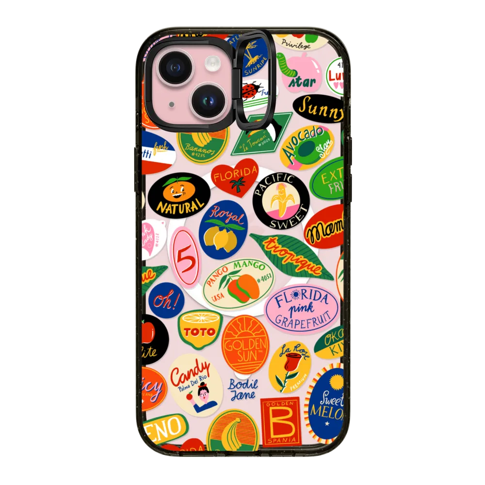 Impact Ring Stand iPhone 15 Plus Case MagSafe Compatible - FRUIT STICKERS
