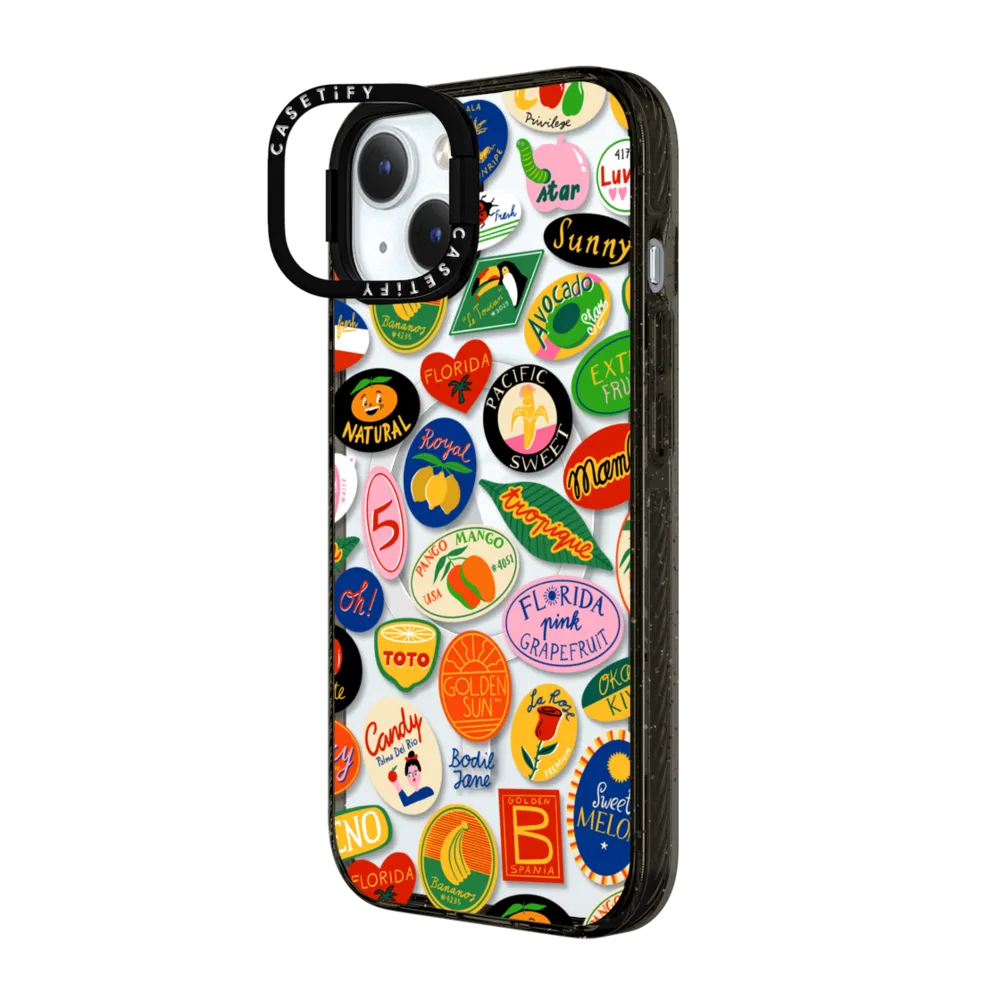 Impact Ring Stand iPhone 15 Plus Case MagSafe Compatible - FRUIT STICKERS
