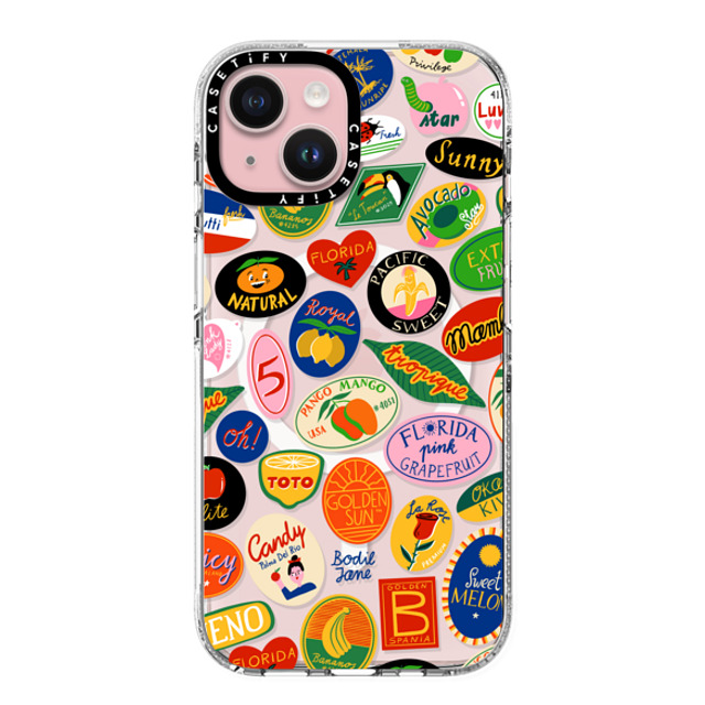 Bodil Jane x CASETiFY iPhone 15 ケース クリア クリア ケース MagSafe対応 FRUIT STICKERS