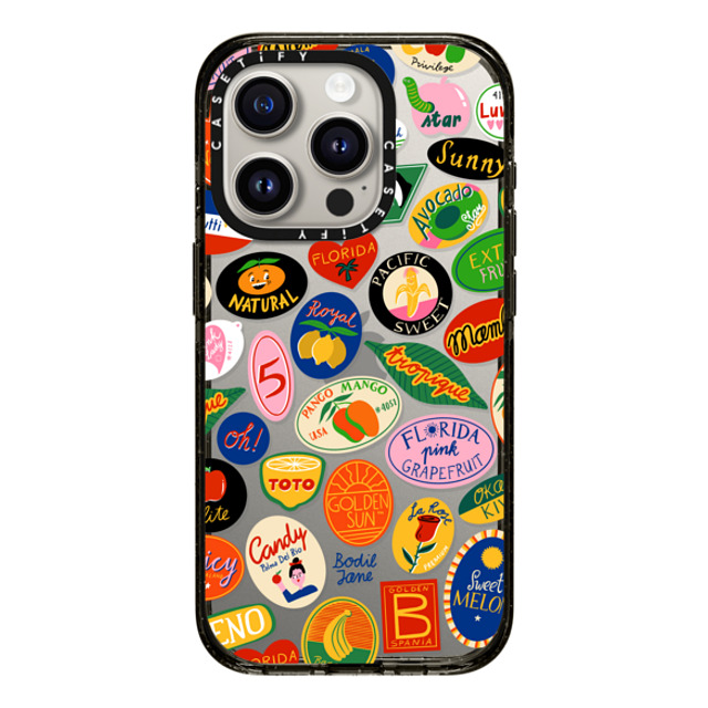 Bodil Jane x CASETiFY iPhone 15 Pro ケース ブラック インパクトケース FRUIT STICKERS