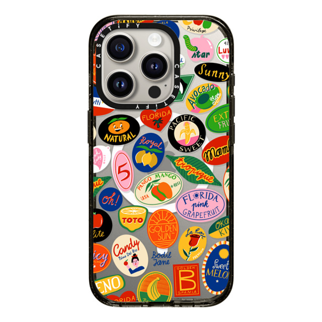 Bodil Jane x CASETiFY iPhone 15 Pro ケース ブラック インパクトケース MagSafe対応 FRUIT STICKERS