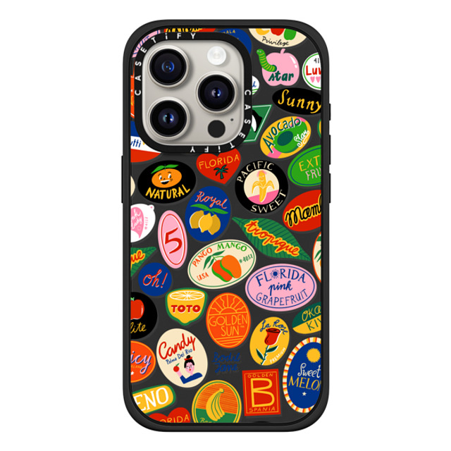 Bodil Jane x CASETiFY iPhone 15 Pro ケース マットブラック インパクトケース MagSafe対応 FRUIT STICKERS