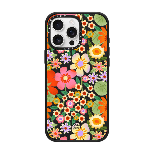 Bodil Jane x CASETiFY iPhone 16 Pro Max ケース マットブラック インパクトケース MagSafe対応 Flower Power