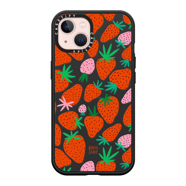 Bodil Jane x CASETiFY iPhone 13 ケース マットブラック インパクトケース MagSafe対応 STRAWBERRIES