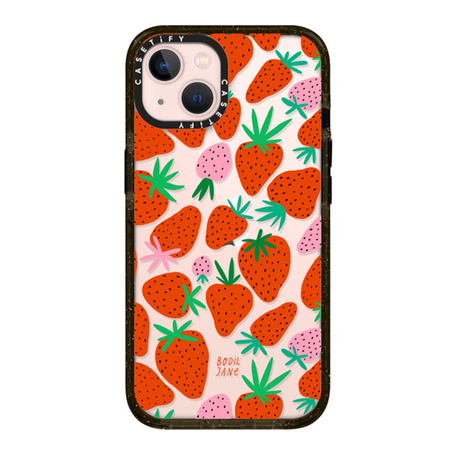 Bodil Jane x CASETiFY iPhone 13 ケース ブラック インパクトケース STRAWBERRIES