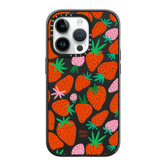 Bodil Jane x CASETiFY iPhone 14 Pro ケース マットブラック インパクトケース MagSafe対応 STRAWBERRIES