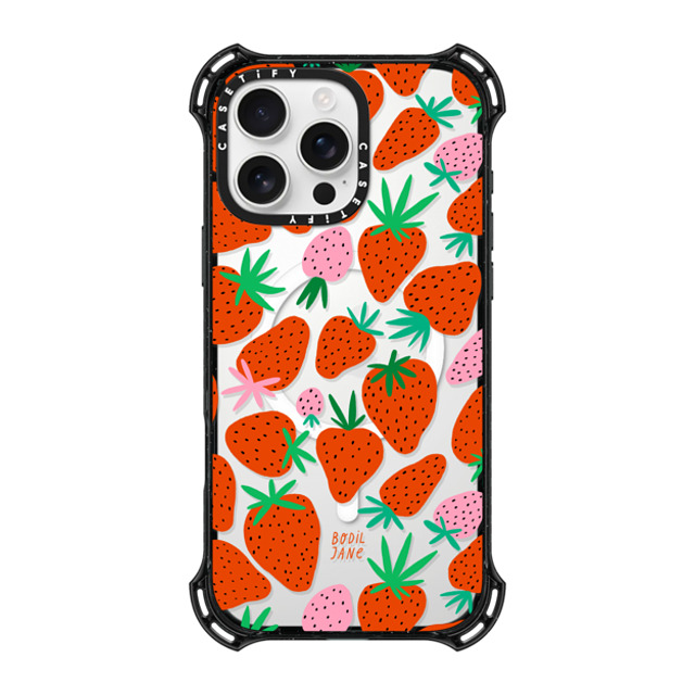 Bodil Jane x CASETiFY iPhone 16 Pro Max ケース ブラック バウンスケース STRAWBERRIES