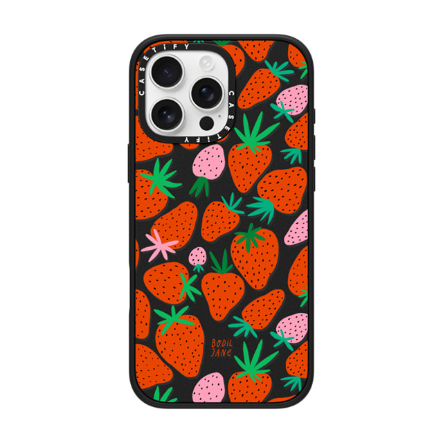 Bodil Jane x CASETiFY iPhone 16 Pro Max ケース マットブラック インパクトケース MagSafe対応 STRAWBERRIES