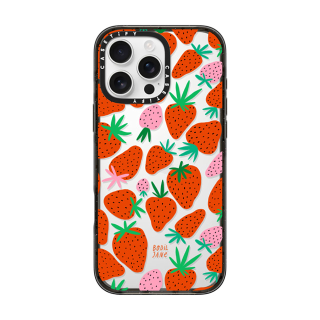 Bodil Jane x CASETiFY iPhone 16 Pro Max ケース ブラック インパクトケース STRAWBERRIES
