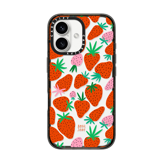 Bodil Jane x CASETiFY iPhone 16 ケース ブラック インパクトケース STRAWBERRIES