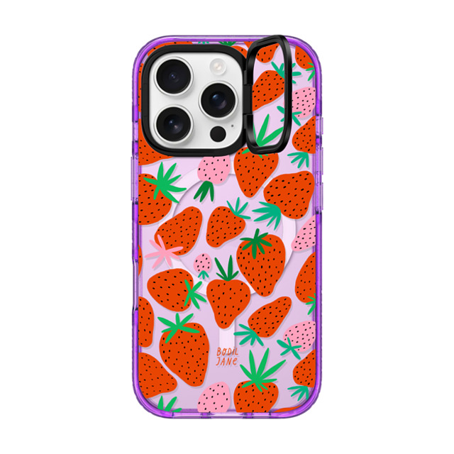 Bodil Jane x CASETiFY iPhone 16 Pro Case パープル インパクトリングスタンドケース MagSafe対応 STRAWBERRIES Bodil Jane x CASETiFY iPhone 16 Pro Case パープル インパクトリングスタンドケース MagSafe対応 STRAWBERRIES
