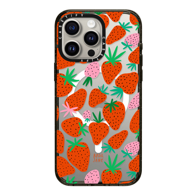 Bodil Jane x CASETiFY iPhone 15 Pro Max ケース ブラック インパクトケース MagSafe対応 STRAWBERRIES