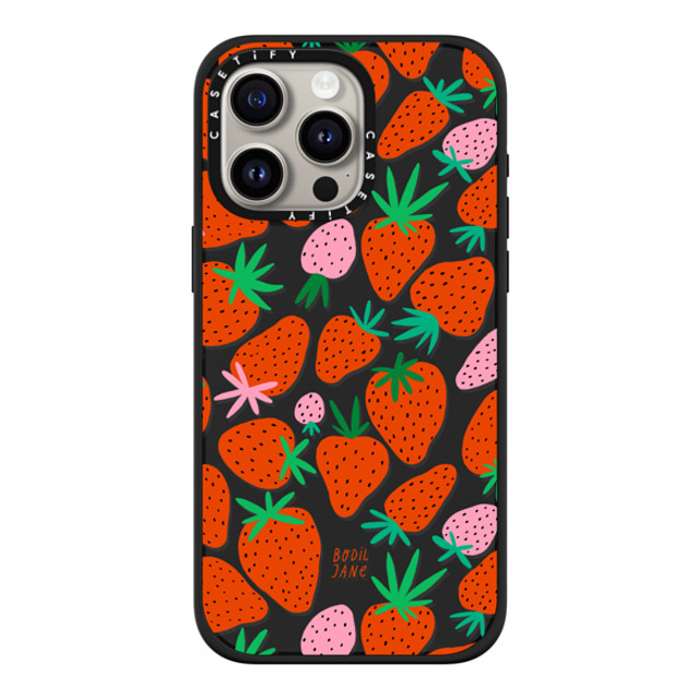 Bodil Jane x CASETiFY iPhone 15 Pro Max ケース マットブラック インパクトケース MagSafe対応 STRAWBERRIES